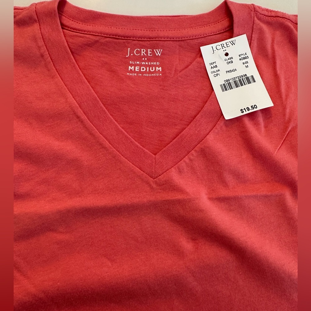 J.Crew Coral V-Neck Tee